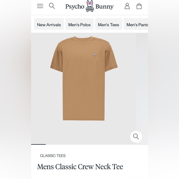 Psycho Bunny Mens Classic Crew Neck Tee in Toasted Coconut Size 4 (Small) - Picture 2 of 8